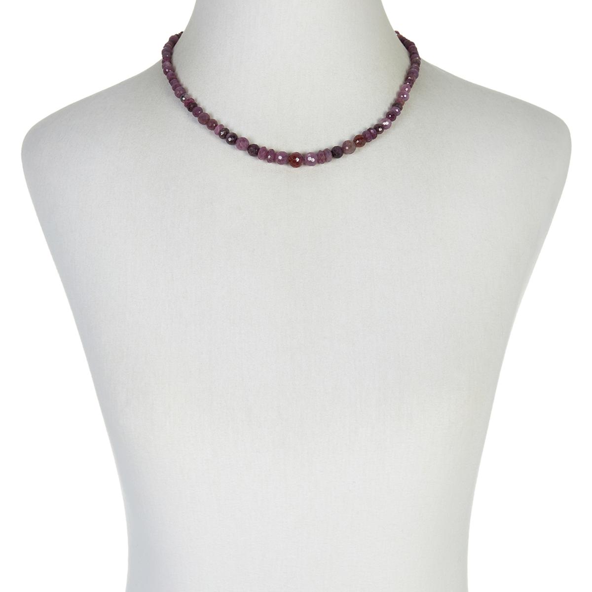 Jay King Sterling Silver Pink Sapphire Bead Necklace, 18"