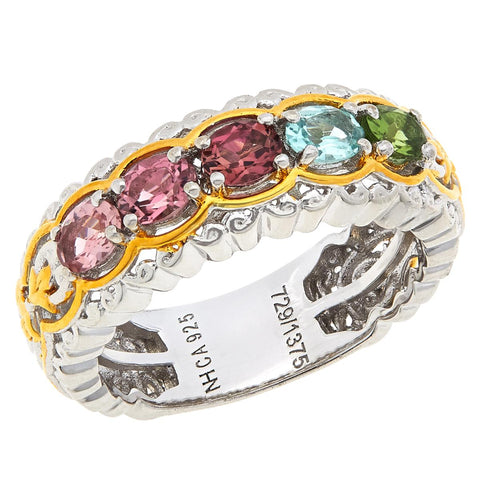 Gems By Michael Sterling Silver Multicolor Tourmaline Band Ring, Size 7