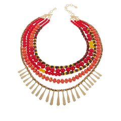 Sassy Jones Tezra 5-Strand Necklace, Red Multicolor