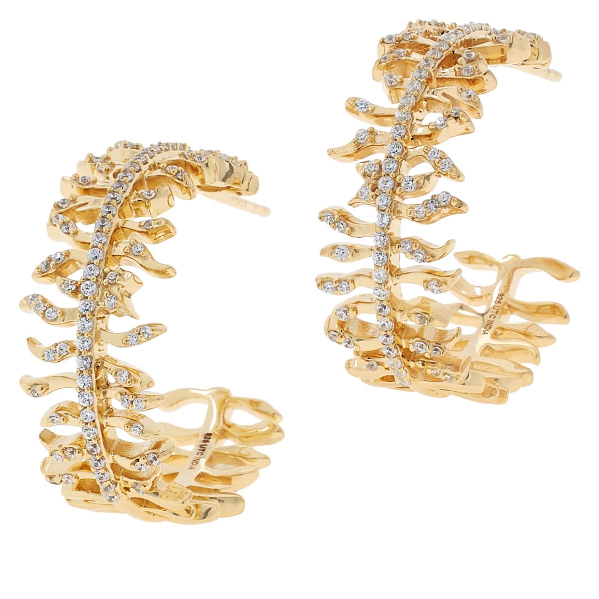 Doris Panos GoldPlated Sterling Silver Medusa CZ Hoop Earrings