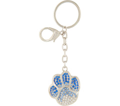 Killarney Paw Print Crystal Keychain, Blue/Silvertone