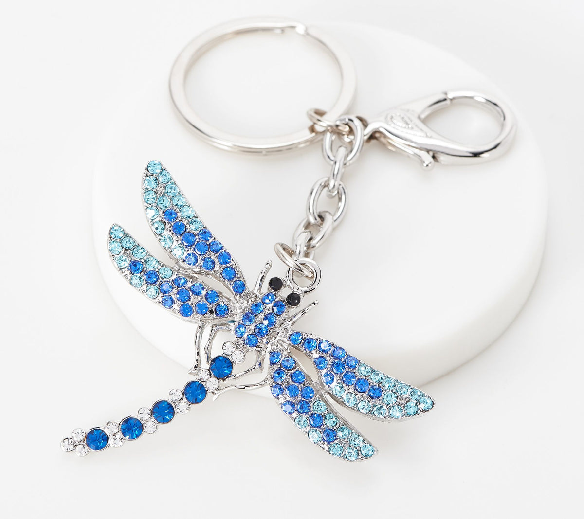 Killarney Dragonfly Crystal Keychain, Blue/Silvertone