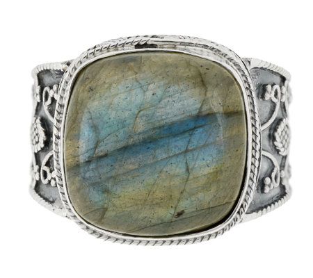 Artisan Crafted Sterling Cushion Shape Labradorite Ring Size 5