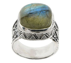 Artisan Crafted Sterling Cushion Shape Labradorite Ring Size 5