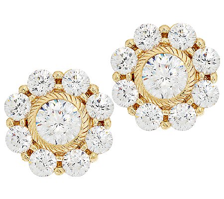 Judith Ripka 14K Clad 118 Facet Diamonique Stud Earrings