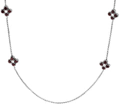 Barbara Bixby Sterling & 18K 22" Garnet Flower Necklace, 22"