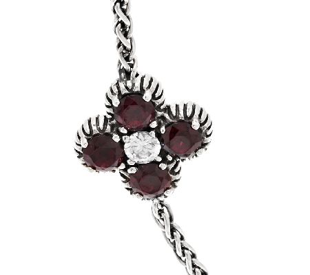 Barbara Bixby Sterling & 18K 22" Garnet Flower Necklace, 22"