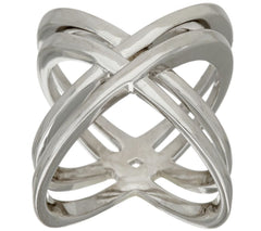 Bronzo Italia White Bronze Polished Double X-Design Ring Size 5