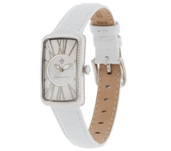 Judith Ripka Avalon Stainless White Croco Embossed Leather Watch