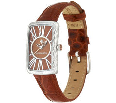 Judith Ripka Avalon Stainless Taupe Croco Embossed Leather Watch