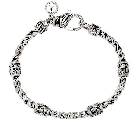 JAI Sterling 4mm Wheat Chain Croco Station Bracelet, 7-3/4"