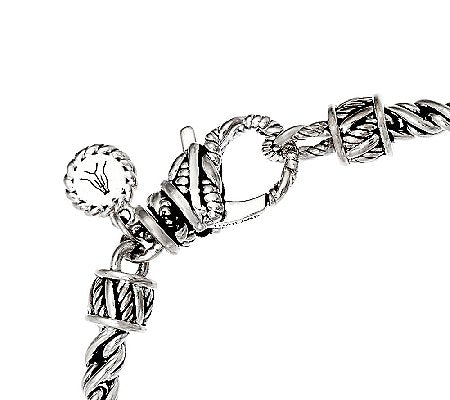 JAI Sterling 4mm Wheat Chain Croco Station Bracelet, 7-3/4"