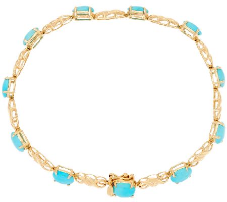 Sleeping Beauty Turquoise 7-1/4" Tennis Bracelet 14k Gold