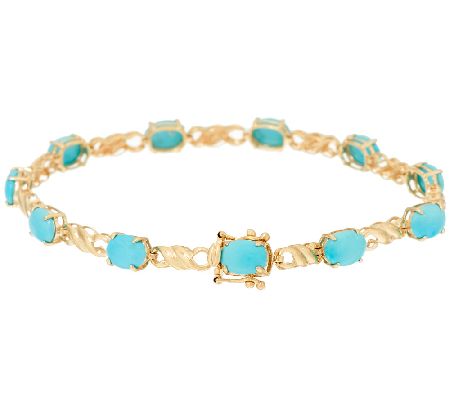 Sleeping Beauty Turquoise 7-1/4" Tennis Bracelet 14k Gold