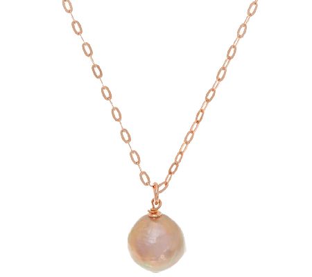 Honora 13.0mm Ming Cultured Pearl Bronze Pendant with 36" Chain