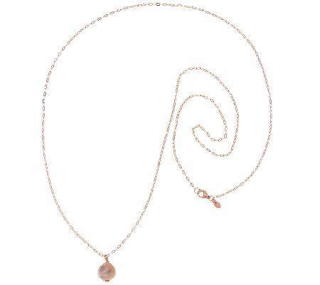 Honora 13.0mm Ming Cultured Pearl Bronze Pendant with 36" Chain