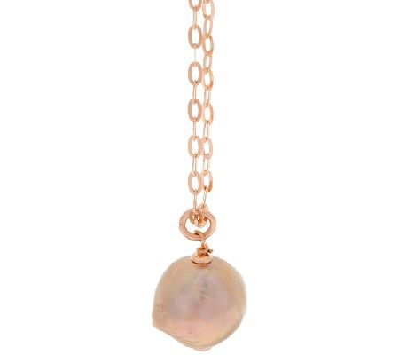 Honora 13.0mm Ming Cultured Pearl Bronze Pendant with 36" Chain