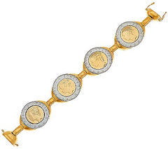 Bronzo Italia Polished 500 Lire Coin Station Bracelet, 6-3/4"