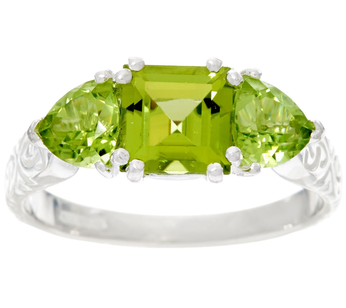 JMH Jewellery Sterling Silver and Peridot Celtic Ring Size 7