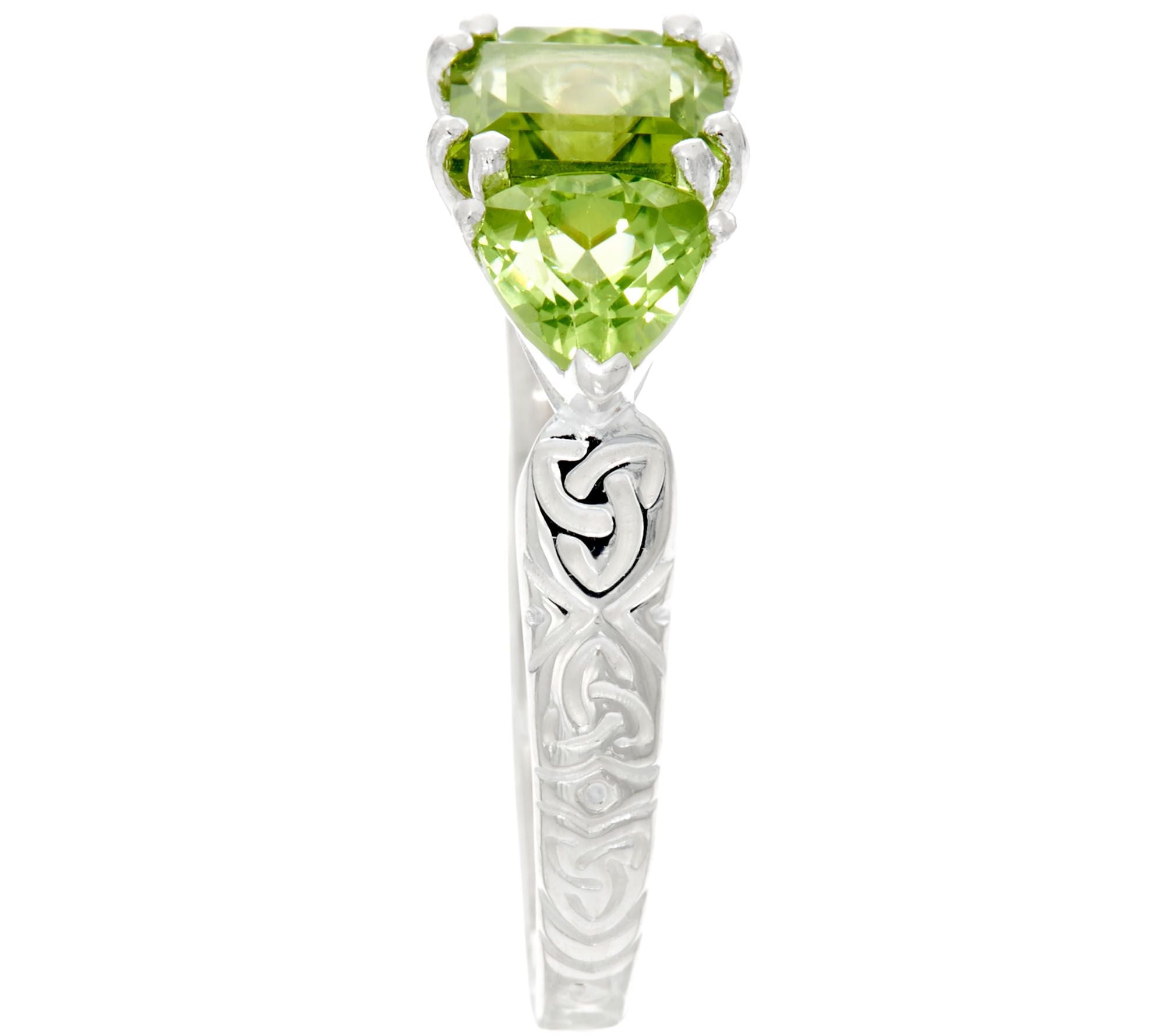 JMH Jewellery Sterling Silver and Peridot Celtic Ring Size 7