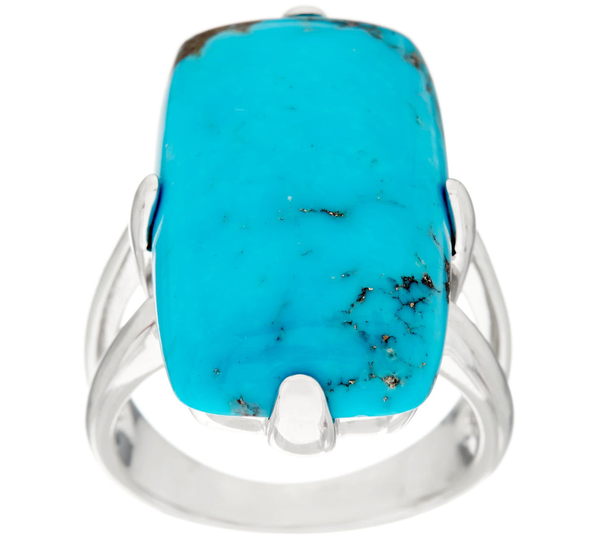 Bold Elongated Cushion Kingman Turquoise Sterling Ring Size 9