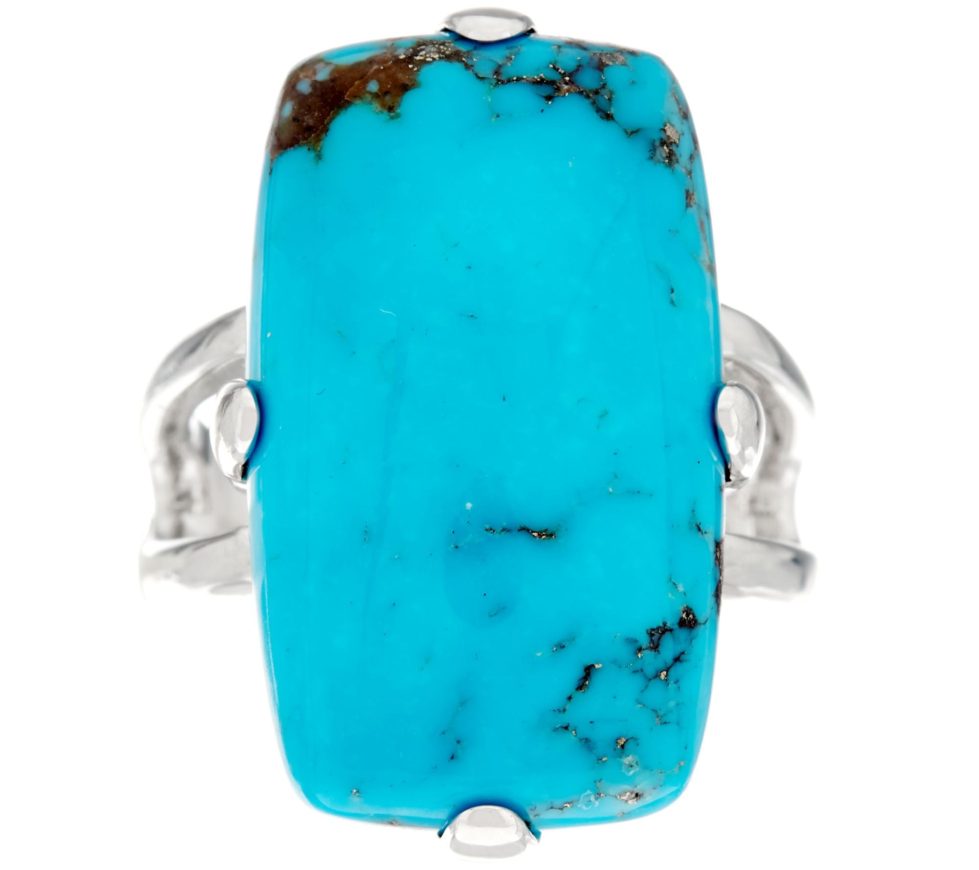 Bold Elongated Cushion Kingman Turquoise Sterling Ring Size 9