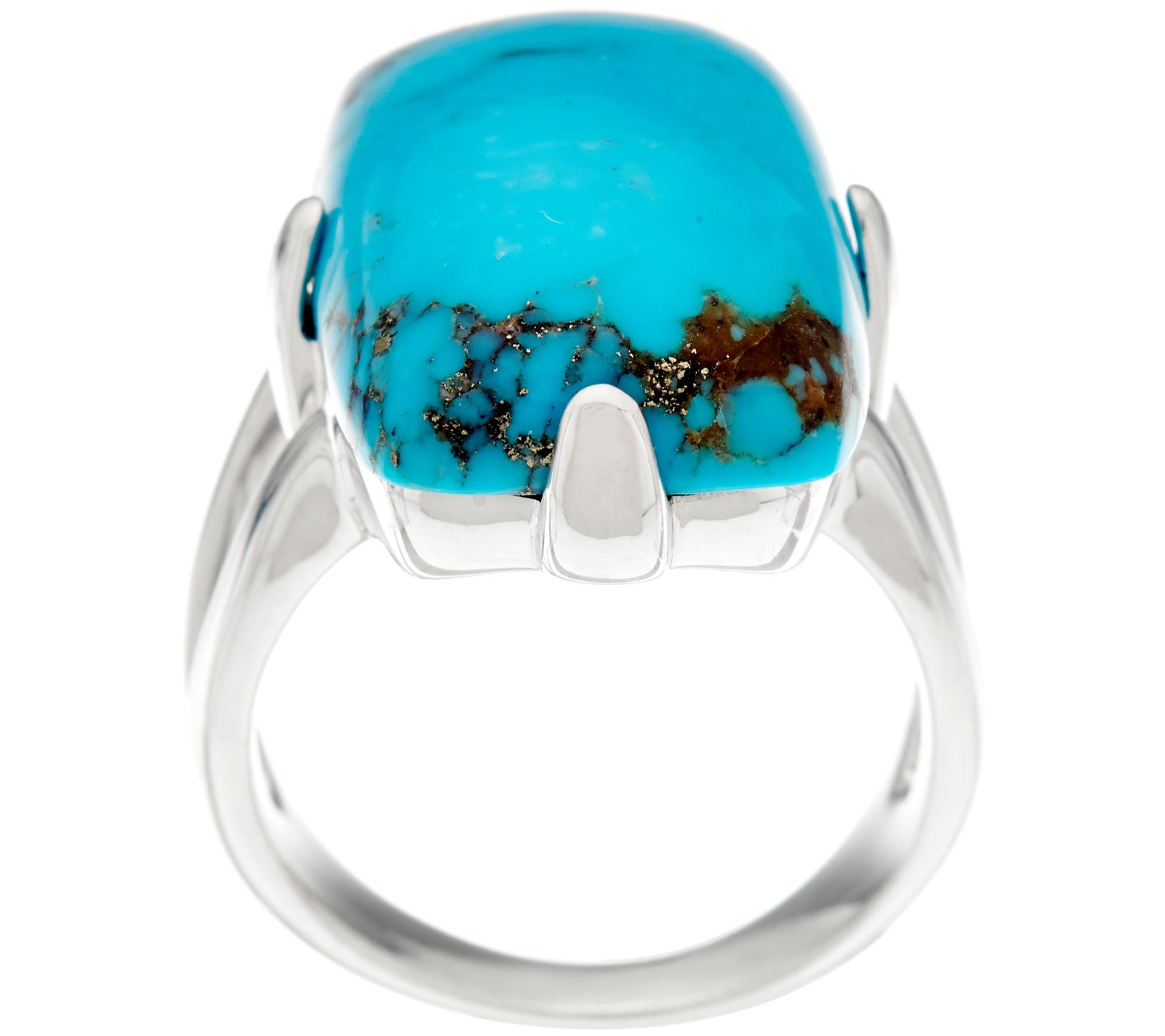 Bold Elongated Cushion Kingman Turquoise Sterling Ring Size 9