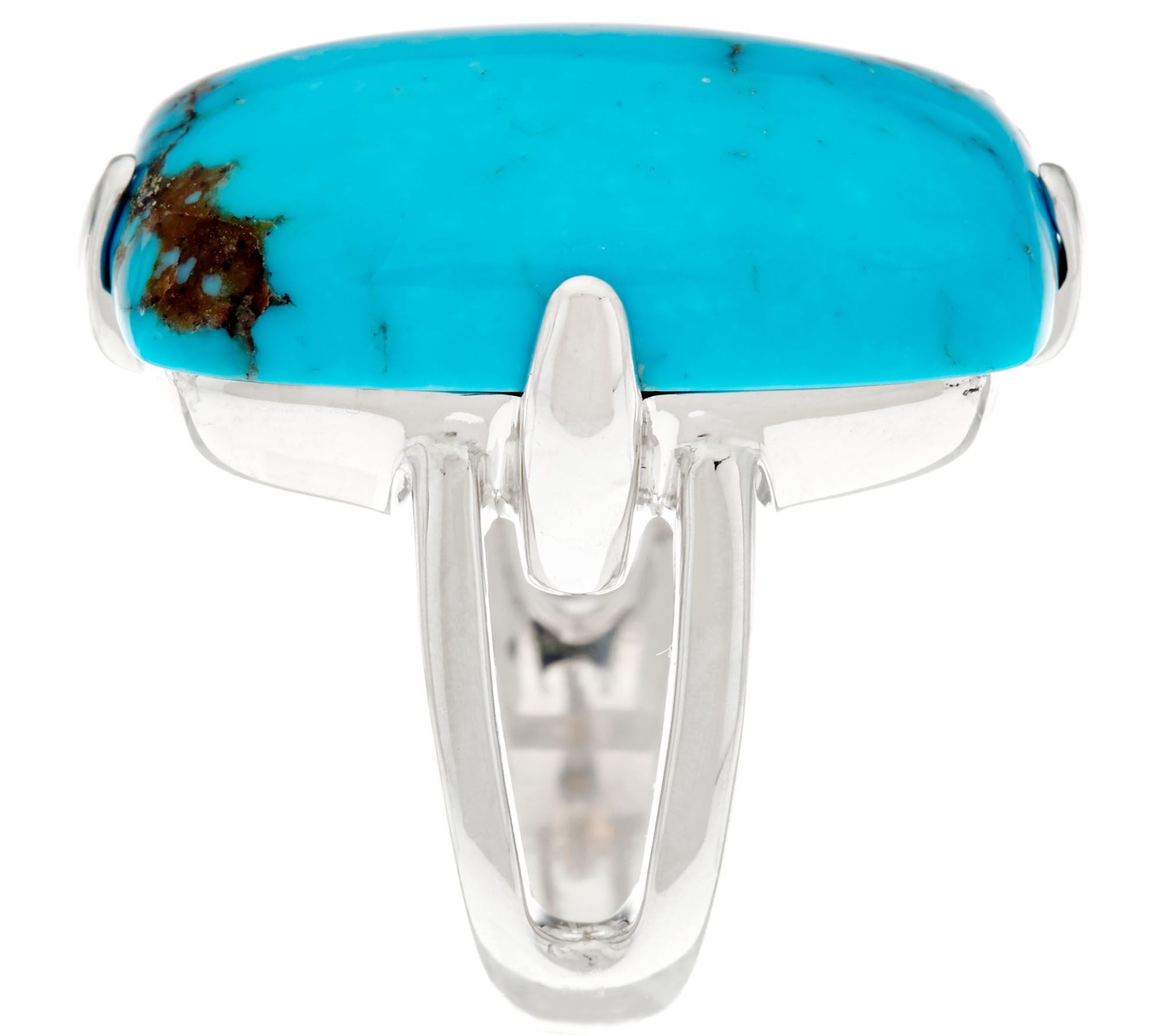 Bold Elongated Cushion Kingman Turquoise Sterling Ring Size 9