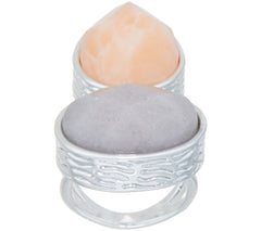 Samantha Wills Silvertone 'Here Comes the Sun' Bold Gibbsite & quartzite Ring, Size 5