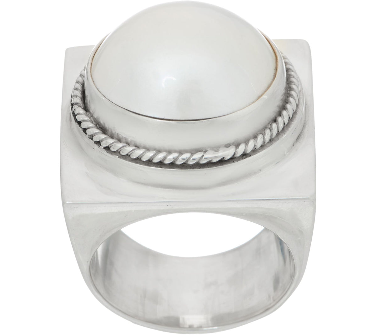 EXEX by Claudia Agudelo Sterling Silver & Mabe Pearl Ring Size 8