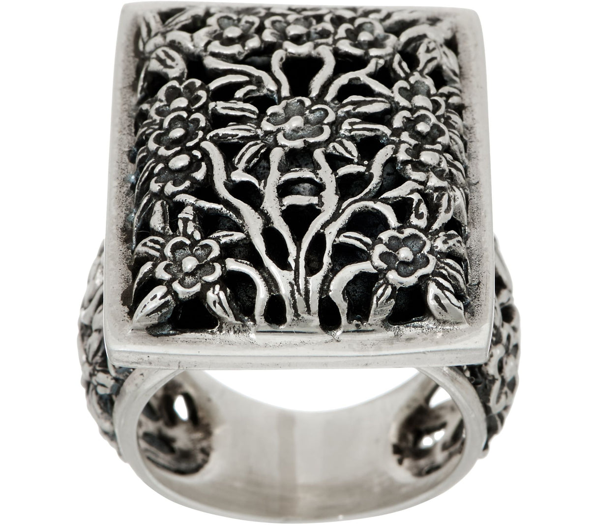 EXEX by Claudia Agudelo Sterling Silver Floral Design Ring Size 5