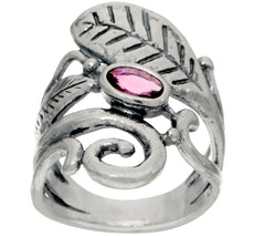 Or Paz Sterling Silver Pink Tourmaline & Leaf Ring, Size 5