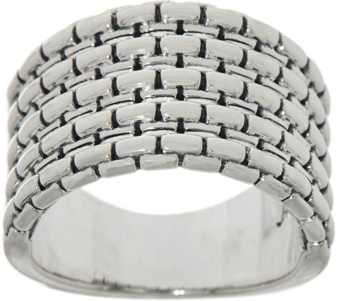 JAI Sterling Silver Box Chain Link Band Ring Size 5