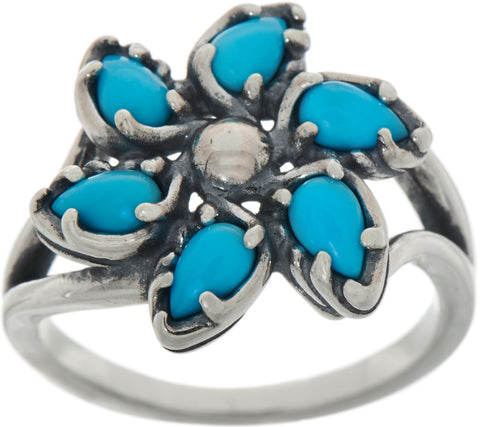 Carolyn Pollack Sleeping Beauty Turquoise Sterling Silver Pinwheel Ring Size 5