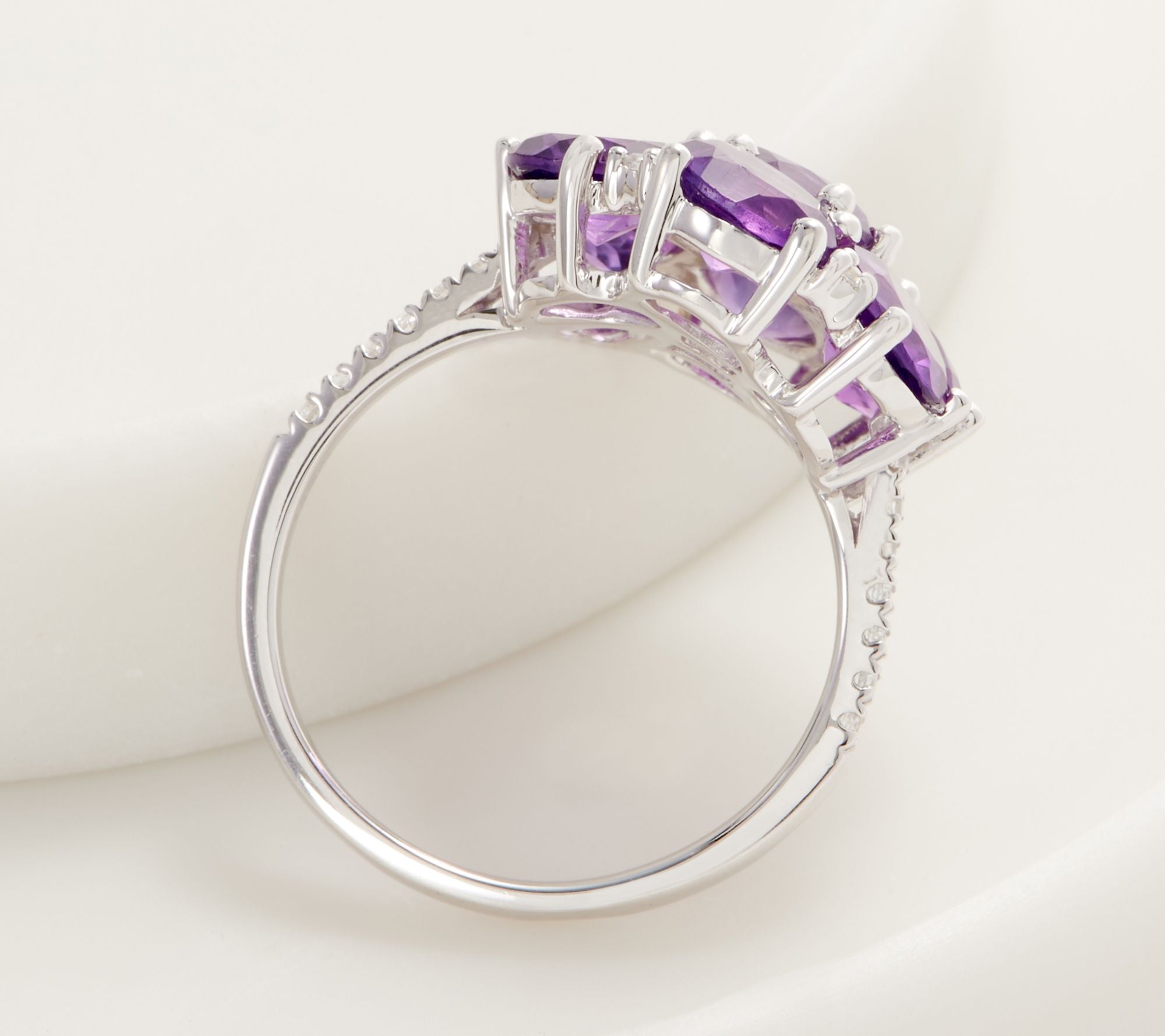 Purple Amethyst Cluster Sterling Silver Flower Ring Size 5