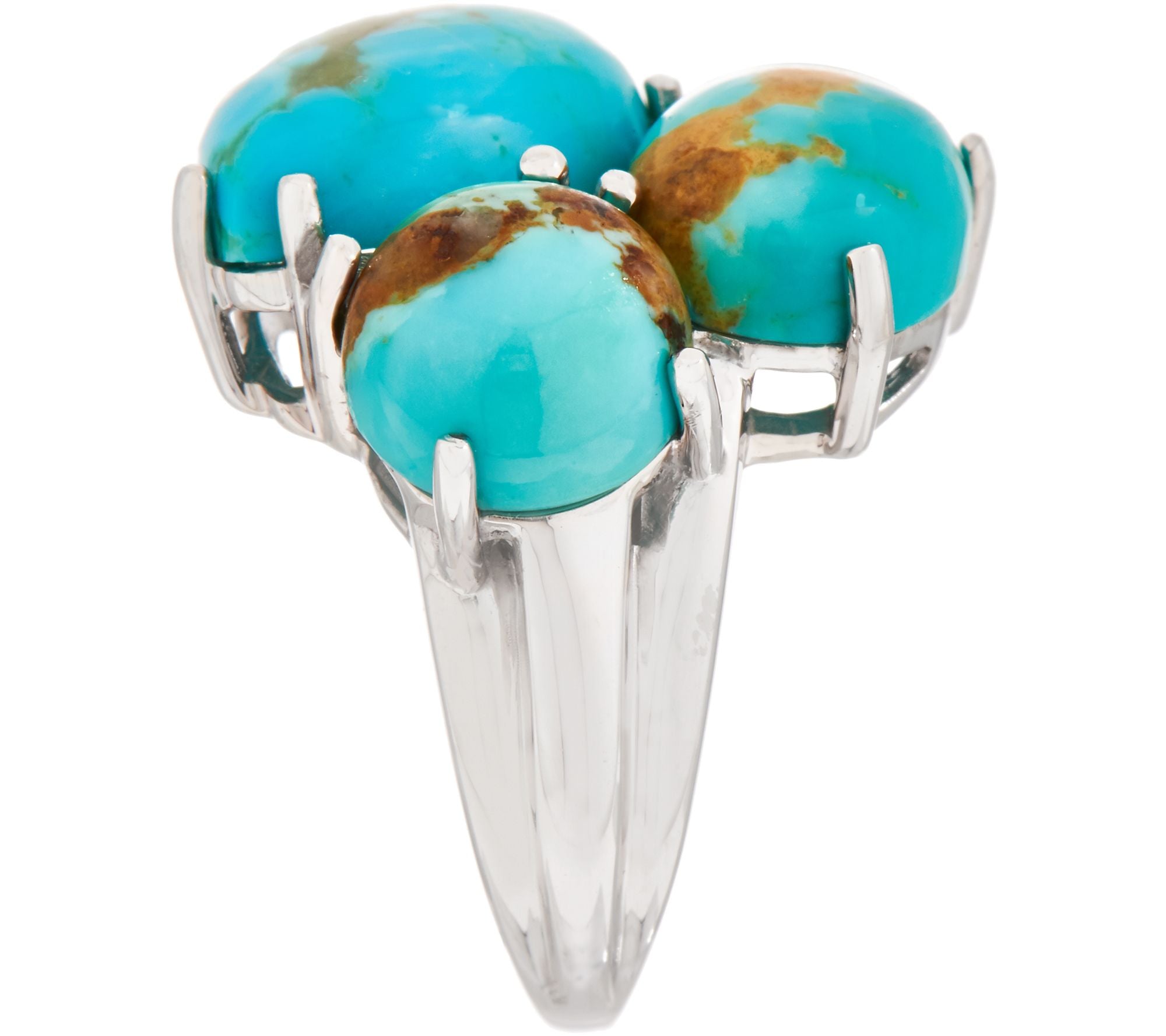 QVC Sterling Silver Turquoise Mixed Shape Cluster Ring, Size 9