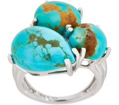 QVC Sterling Silver Turquoise Mixed Shape Cluster Ring, Size 9