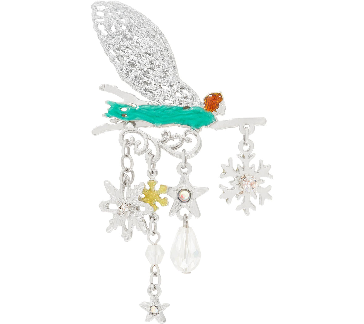 Kirks Folly Silvertone Fairy Flurries Crystal Pin