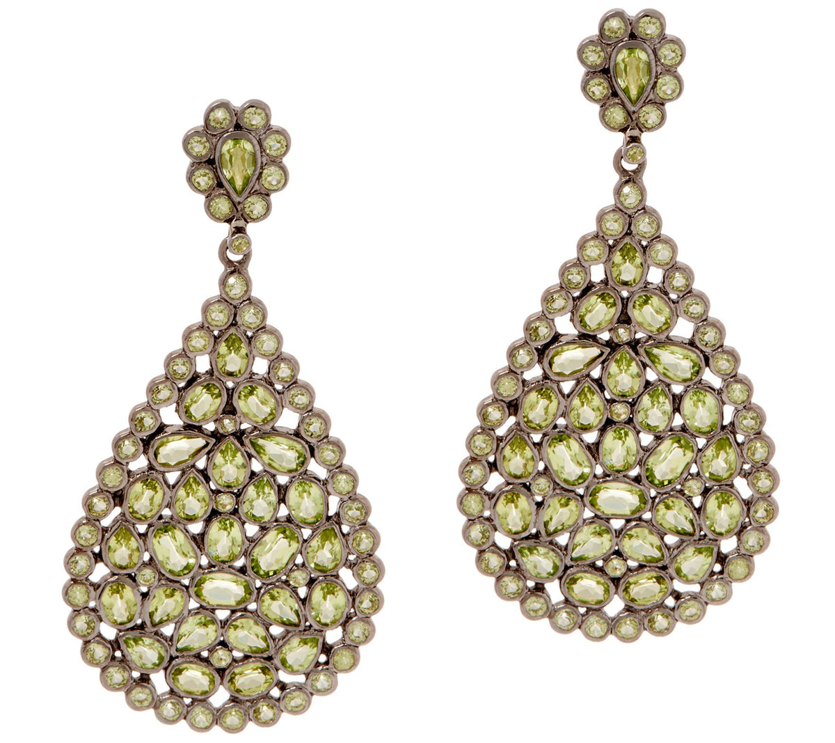 Pear-Shaped Sterling Silver Multi-Gemstone Peridot Drop Earrings