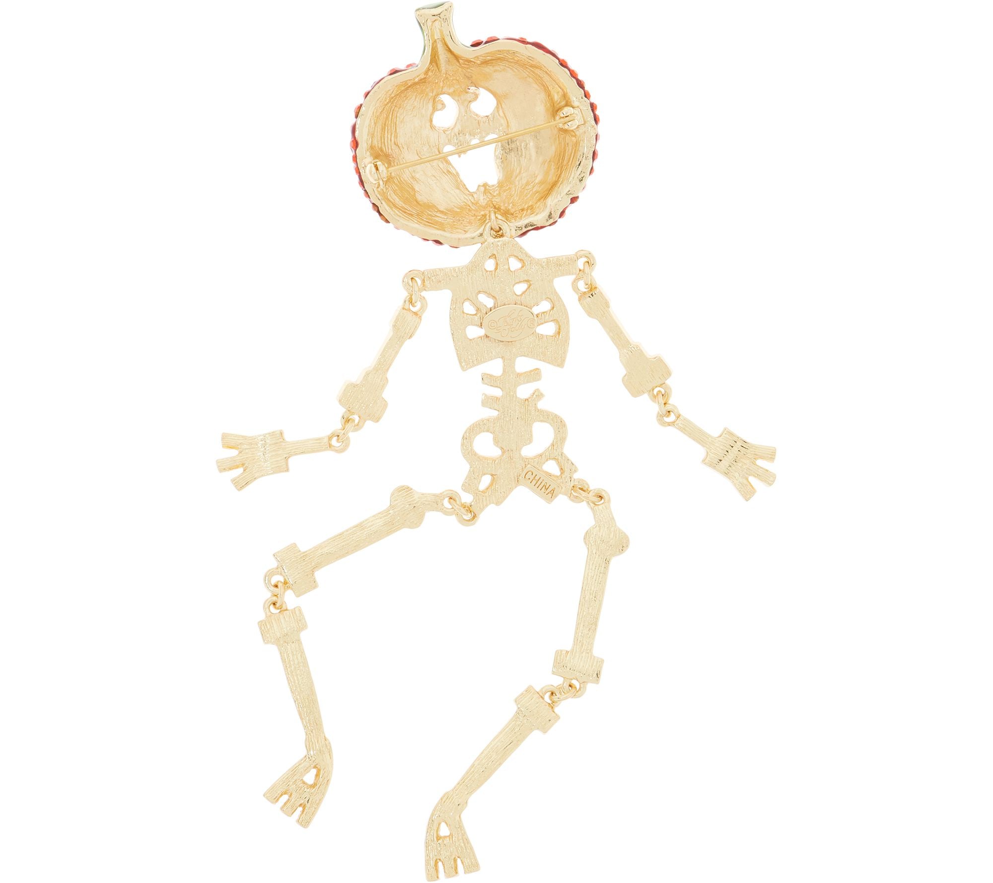 Kirks Folly Jumping Jack Flash Skeleton Pin, Goldtone