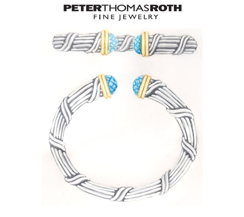 Peter Thomas Roth Sterling Silver & 18K Clad Blue Topaz Cuff Bracelet, 7-1/4"