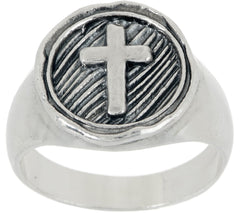 Or Paz Sterling Silver Cross Signet Ring Size 6