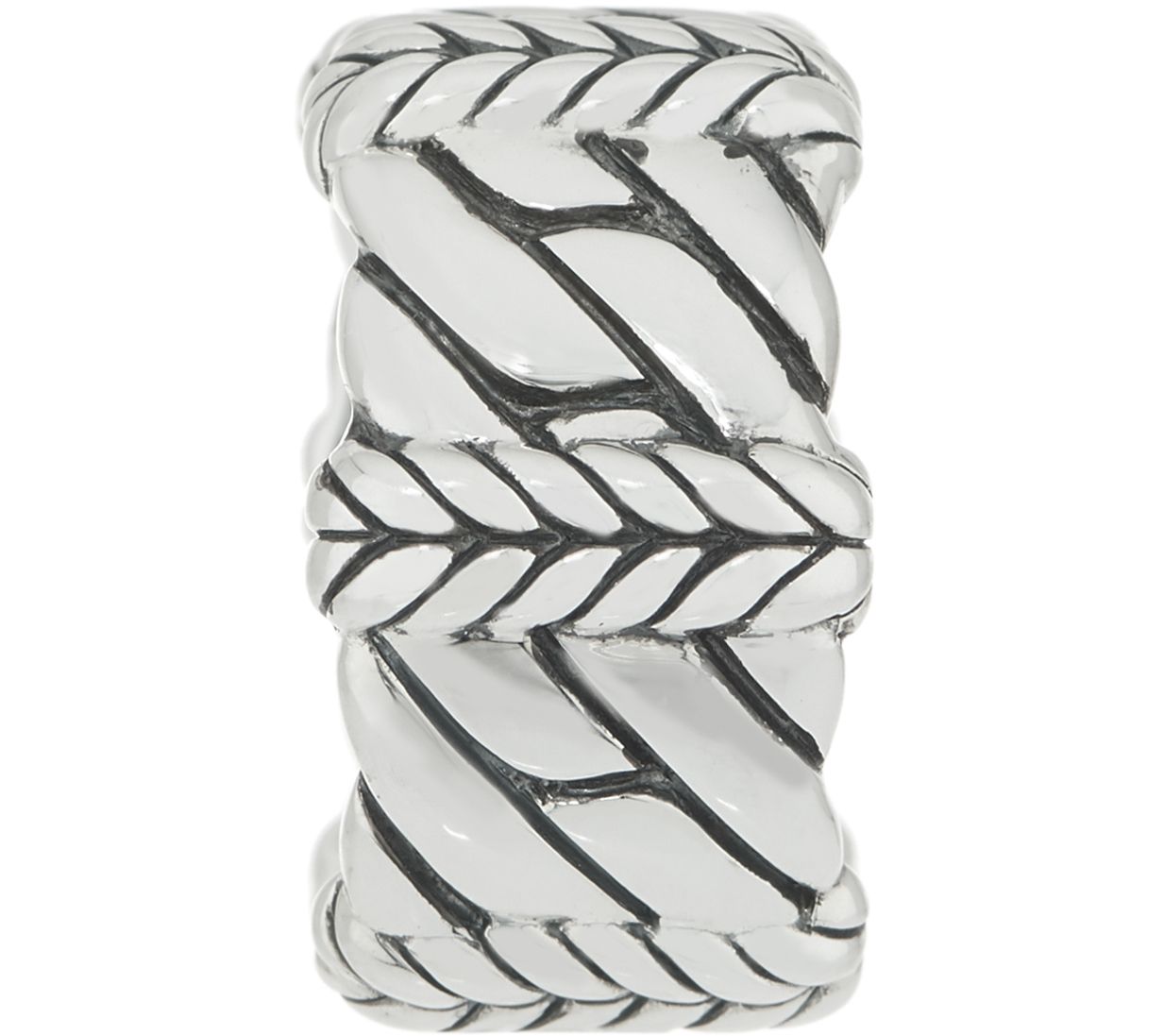 JAI Sterling Silver Basketweave Wide Band Ring Size 5