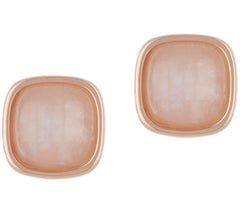 Bronzo Italia Cabochon Moonstone Roseclad Bronze Stud Earrings