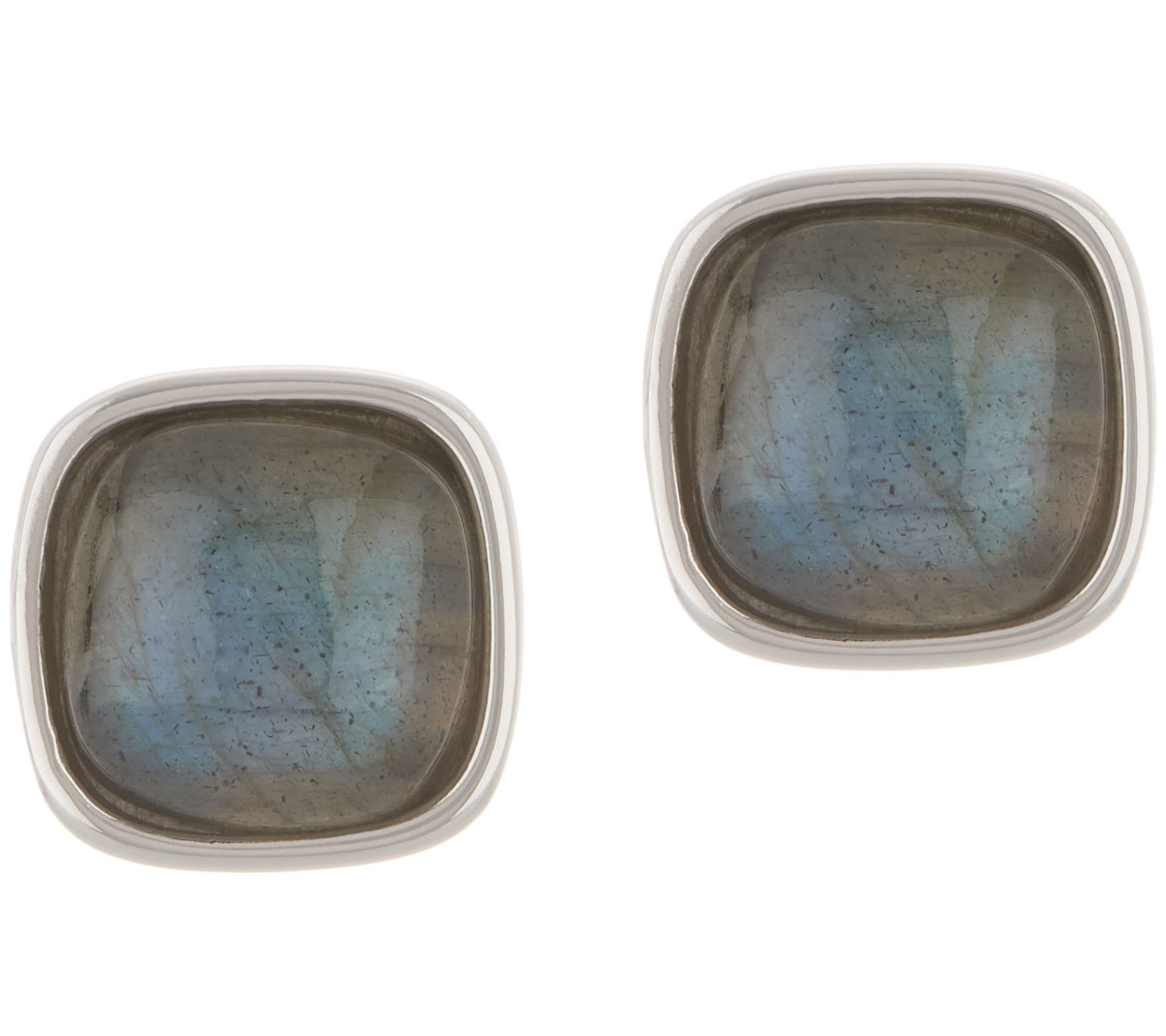 Bronzo Italia Cabochon Labradorite White Bronze Stud Earrings