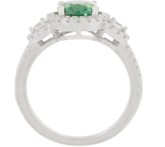 Diamonique Sterling Silver Green Cubic Zirconia Halo Ring, Size 8