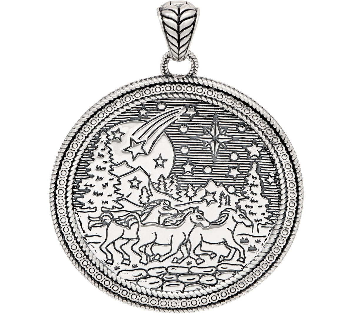 JAI Sterling Silver Spirit of Alaska Engraved Enhancer Pendant