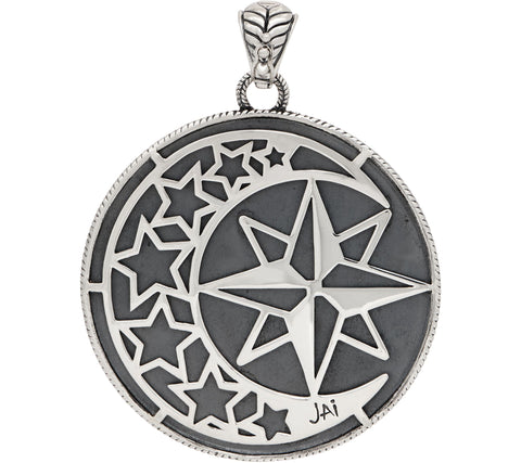 JAI Sterling Silver Spirit of Alaska Engraved Enhancer Pendant