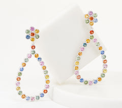 QVC Sterling Silver 11.00 cttw Multi Color Sapphire Earrings, 2-1/4"