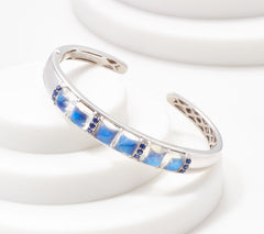 Vault Sterling Silver Blue Moonstone & Sapphire Cuff Bracelet, 7"